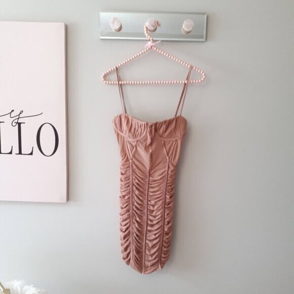 NWOT Zara dusty rose ruched tulle corset mini dress XS - Picture 12 of 16